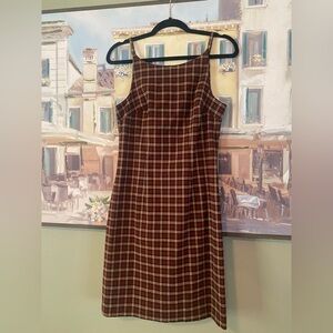 My Michelle Brown Burgundy Plaid  Dress Sz 11 School girl preppy Y2K VTG 90’s